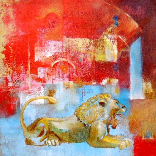 The Lion of Ur, oil on canvas, by Dor Duncan